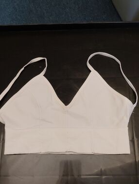 Free People- "Intimately" White Ribbed Bralette Crop Top